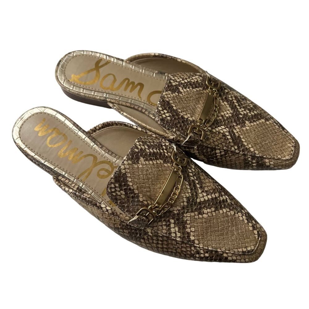 Sam Edelman Evelan Snake Skin Chain Loafers Mules Flats Size 6M